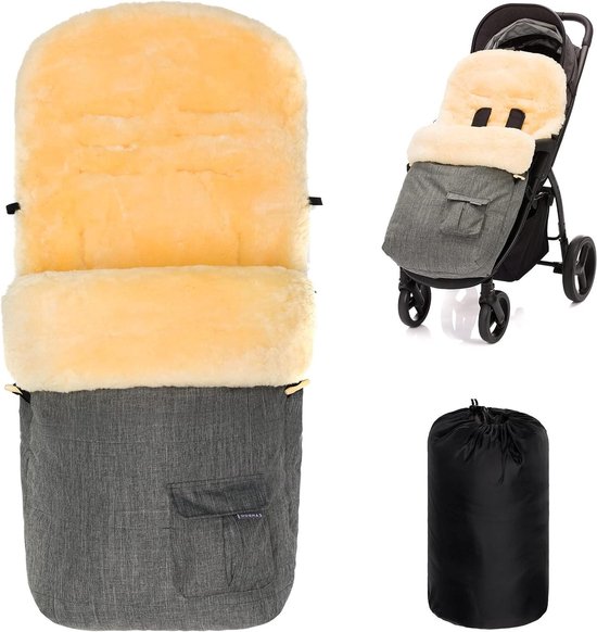 Lamsvel Voetenzak - Baby Wieg - Warmte Bieden - Natuurlijk Lamsvel - 100 x 50 cm - Grijs