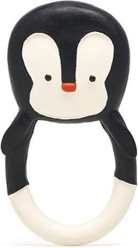 Lanco rubberen bijtring - Nui the Pinguin - zwart - wit van Lanco