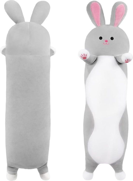 Lang Pluche Konijn Lichaamskussen - Schattig Bunny Knuffel - Gevuld Dier Speelgoed - Zacht Pluche - Voor Kinderen en Familie - 50 cm Grijs - GreyRabbit Lichaamskussen van GreyRabbit