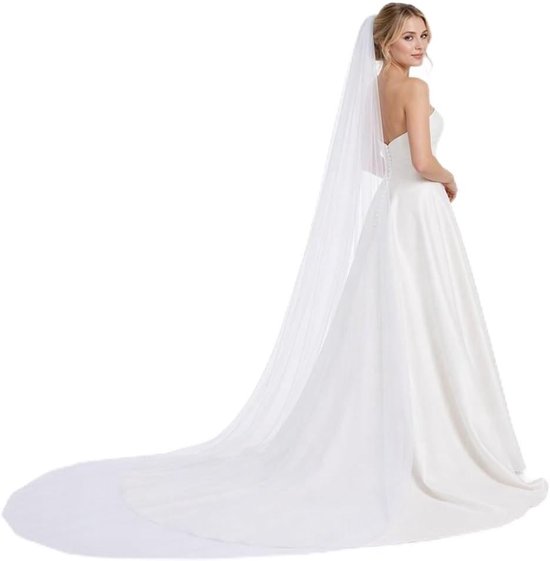 Langere bruidssluier van 300 cm met 2 lagen en kam voor een elegante bruiloft en perfecte look
