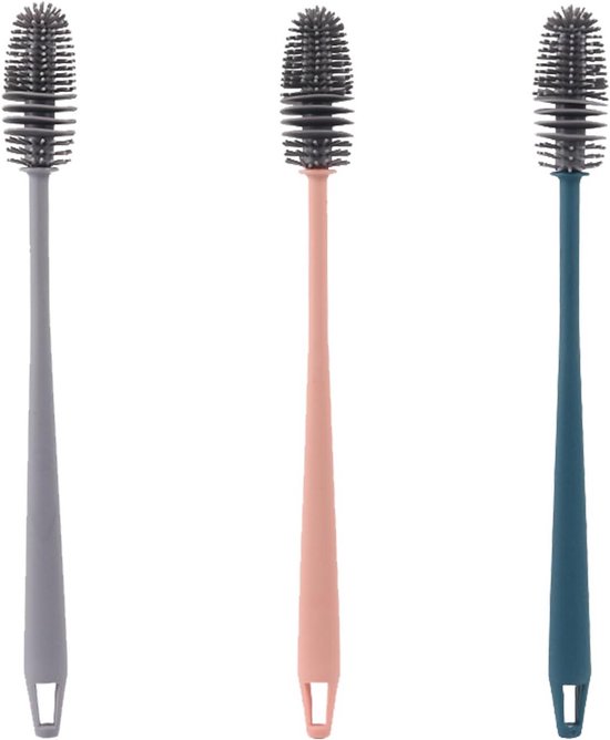 Langhandoog Flessenborstel Set - Reinigingsborstels voor Keukenapparatuur, Thermosflessen, Vazen en Glaswerk - 3 Stuks