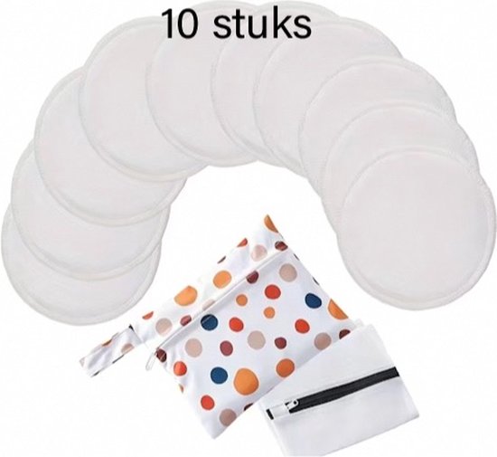 LaNicole® 100%Biologische-bamboe-herbruikbare pads-waterproof-Set van 10stuks - wasbare-absorberende-borstvoeding pads-Inclusies tasje van LaNicole