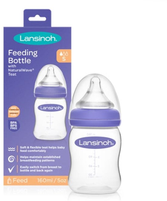 Lansinoh Antikoliekfles met Fopspeen S - Fles - 160ml, Vrij van BPA van Merkloos