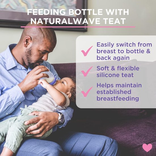 Lansinoh Baby Bottle with NaturalWave Teat (160 ml),purple van Lansinoh