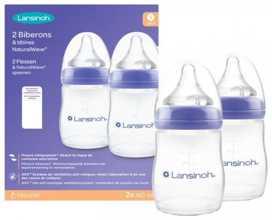 Lansinoh Drinkfles & NaturalWave Speen 160 ml - 2 stuks van Merkloos