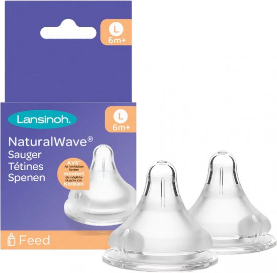 Lansinoh - Speen snelle toevoer - Natural Wave - 2 stuks - 6 mnd+ van Lansinoh