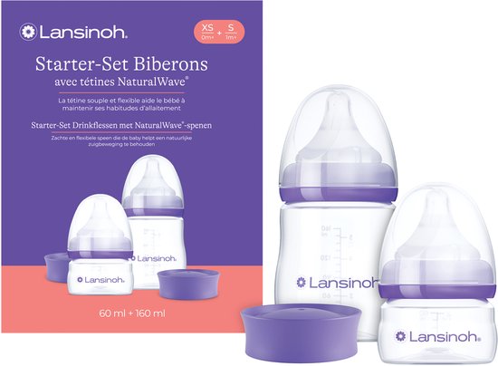Lansinoh Starterset Flessen & NaturalWave® Spenen - 60ml + 160ml van Lansinoh