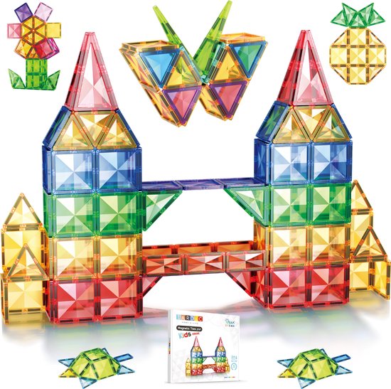 Lardic - Magnetisch Speelgoed - Magnetic Tiles - 40 Stuks - Bouwspeelgoed - Bouwblokken - Magneten Speelgoed - Magnetische Tegels - Magna - Bouwstenen - Montessori Speelgoed - Educatief Speelgoed - Sinterklaas van Lardic