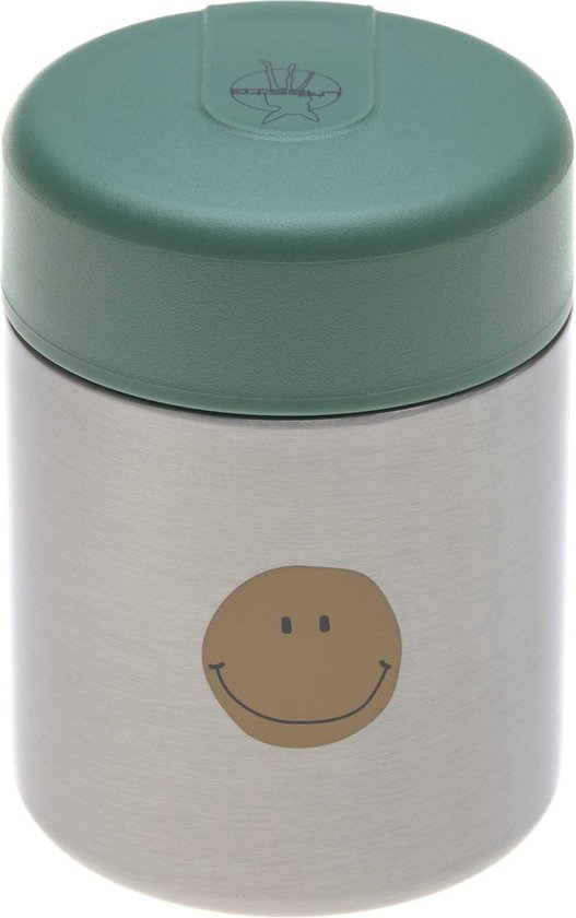 Lässig bewaarbakje food jar voor babyvoeding (isothermisch bewaarpotje) Happy Rascals Smile green van LÄSSIG