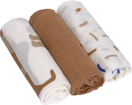 Lässig Heavenly Soft Swaddle L Little Mateys Royal Blue 80 x 80 cm 3-Pack van LÄSSIG