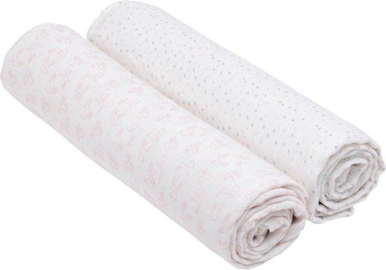Lässig Hydrofiele luier swaddle doek 120x120cm XL lela licht rose  2 stuks van LÄSSIG