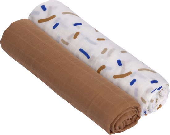 Lässig Hydrofiele luier swaddle doek 120x120cm XL Little Mateys royal blue 2 stuks van LÄSSIG