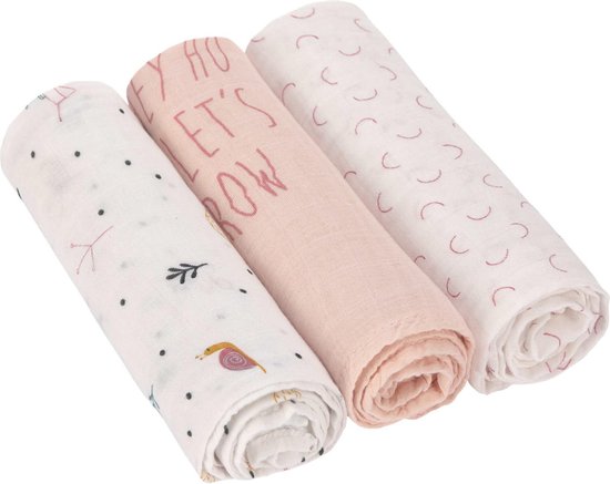 Lässig Hydrofiele luier swaddle doek 3 stuks Garden Explorer Girls 80 x 80 cm van LÄSSIG
