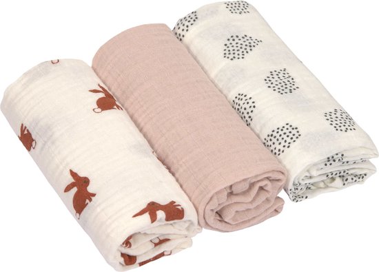 Lässig Hydrofiele luier swaddle doek Little Forest Rabbit 3 stuks 60x60 cm van LÄSSIG