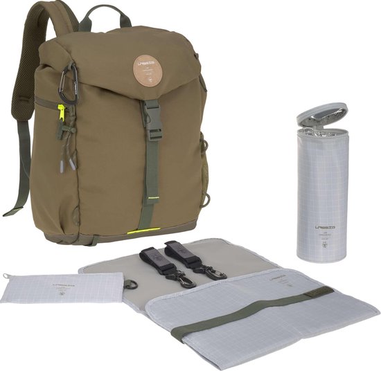 Lässig Luiertas Green Label Outdoor Rugzak  incl verschoningsmatje Olive van LÄSSIG