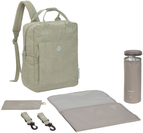 Lässig luiertas Green Label Vividal Backpack rugzak Cord light khaki van Lässig