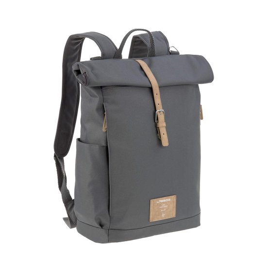 LÄSSIG Luiertas Rolltop Backpack rugzak incl verschoningsmatje antraciet van LÄSSIG