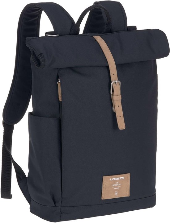 LÄSSIG Luiertas Rolltop Backpack rugzak incl verschoningsmatje - nacht blauw van LÄSSIG