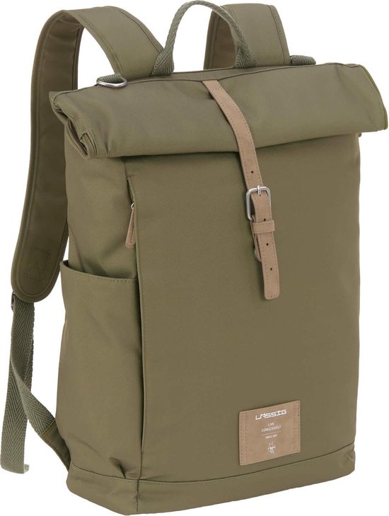 LÄSSIG Luiertas Rolltop Backpack rugzak incl verschoningsmatje - olive van LÄSSIG