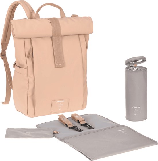 LÄSSIG Luiertas / rugtas Rolltop Up Backpack peach rose van LÄSSIG
