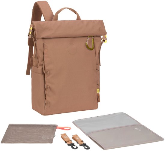 Lässig Luiertas Rugzak met laptopvak Green Label Outdoor Rolltop Backpack 18,4L Almond Lichtbruin van Lässig