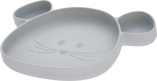 Lässig Section Plate Silicone - Little Chums Mouse Grey van LÄSSIG
