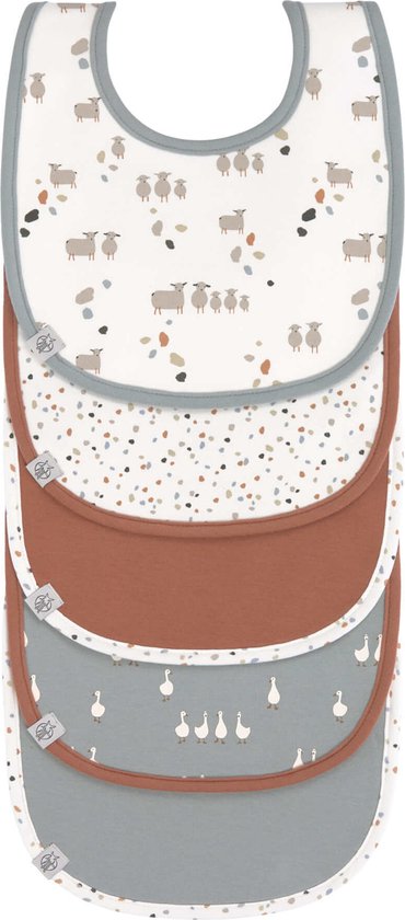 Lässig slabbetje 5 stuks Tiny Farmer Sheep blue 3 tot 18 maanden van LÄSSIG