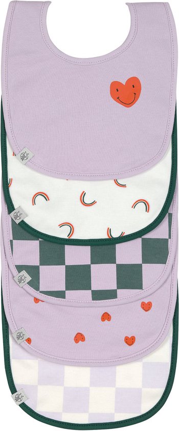 Lässig slabbetje 5 stuks Voordeelpack Happy Rascals Heart lavender van LÄSSIG
