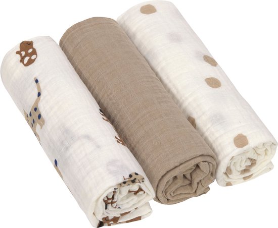 Lässig Swaddle & Burp Blanket L Little Mateys Royal Blue 85 x 85 cm 3-Pack van LÄSSIG