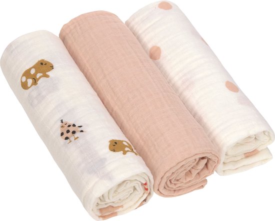 Lässig Swaddle & Burp Doeken - Little Mateys - Spicy Orange/Blue - 85 x 85 cm - 3-Pack van Lässig