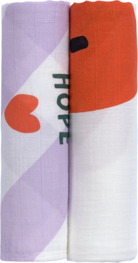 Lässig Swaddle Heavenly Soft Happy Rascals Heart Lavender 120 x 120 cm 2-Pack