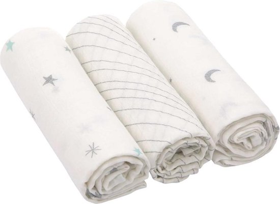 Lässig Tetradoek L Stars & Moon Zilver - 3 Stuks van Lässig