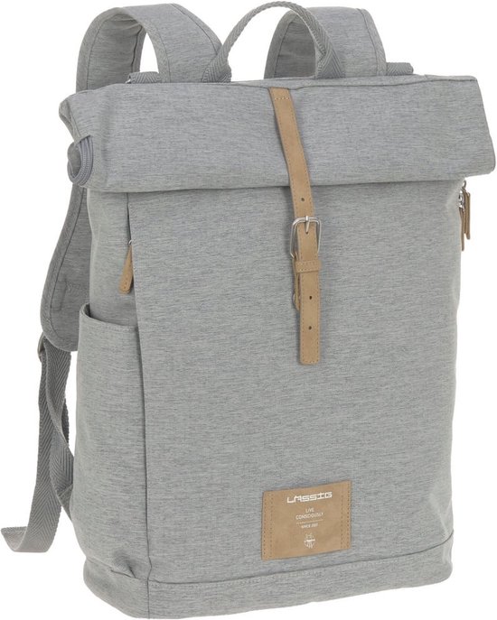Lässig - Verzorgingstas - Rolltop Rugzak - Green Label - Grijs Melange - Limited Edition van LÄSSIG