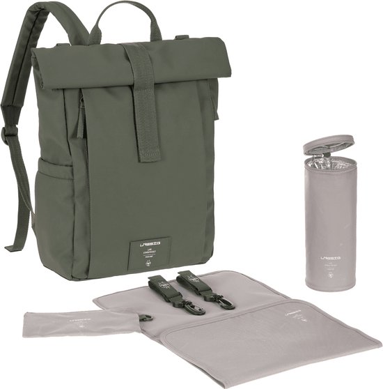 Lässig - Verzorgingstas - Rolltop Rugzak - Green Label - Olive van LÄSSIG