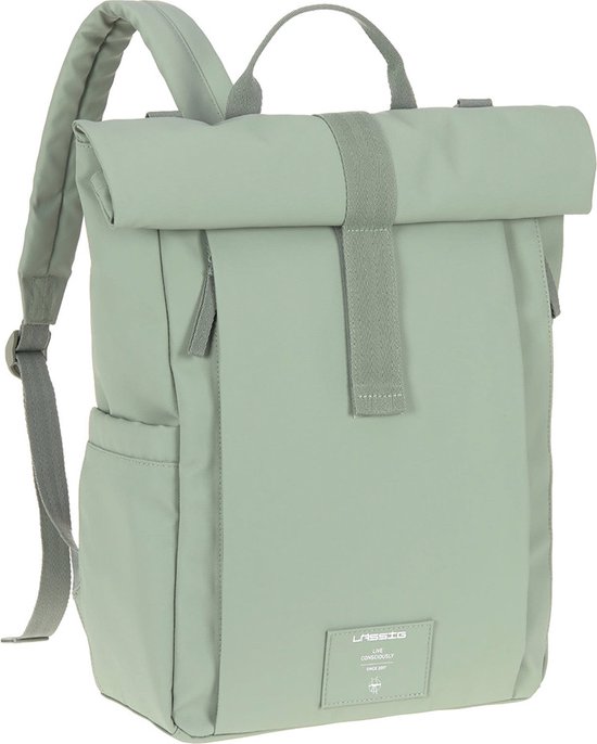 Lässig Verzorgingstas-Rugzak Green Label Rolltop Up Zilvergroen van LÄSSIG