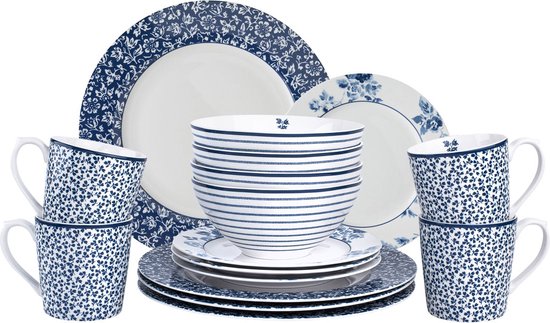 Laura Ashley Blueprint Collectables Serviesset - Servies - 4 persoons - 16 Delig van Laura Ashley