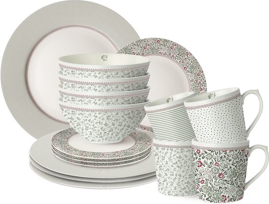 Laura Ashley Wildclematis Serviesset - Servies - Dinnerset Giftset 16 Delig van Merkloos