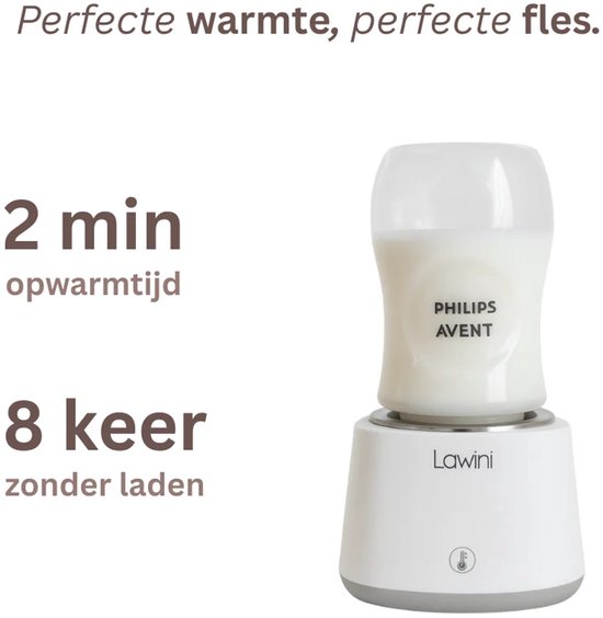 Lawini Flessenwarmer Pro – Draadloos & Oplaadbaar - Warmt Melk Binnen 2 Minuten –Voor Babyfles & Onderweg van Merkloos