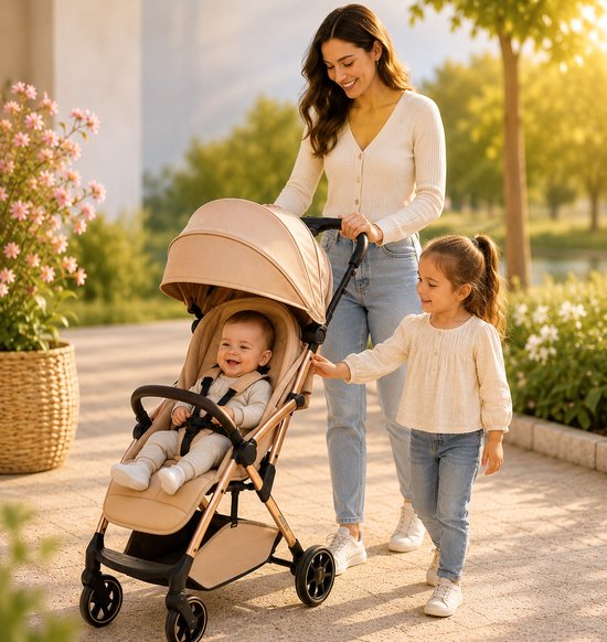 Leclerc Hexagon Buggy - Inklapbare Kinderwagen - Champagne - Reisbuggy