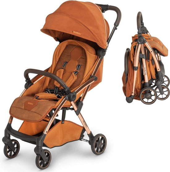 Leclerc Hexagon Kinderwagen Inklapbaar - Oranje - Buggy Inklapbaar - Geschikt als Reisbuggy - Compacte Buggy Vliegtuig - Plooibuggy van Leclerc