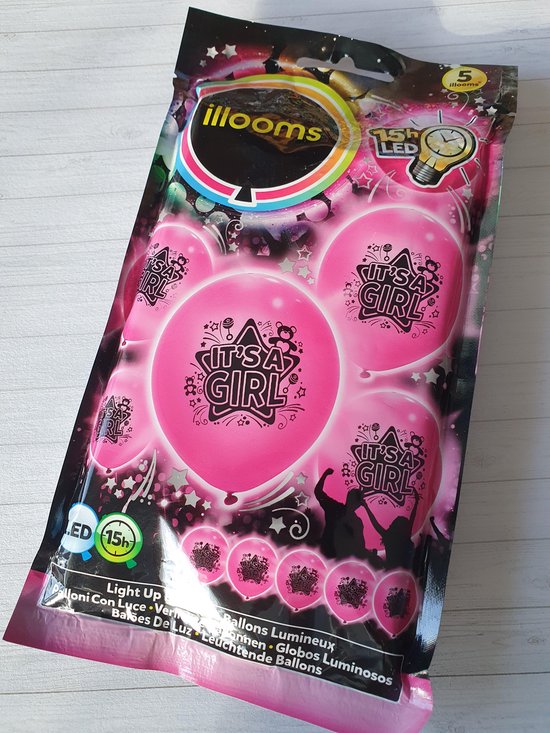 LED geboorteballonnen roze van Folat