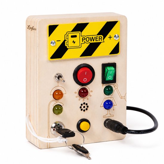 Leefico Montessori Busy Board - Activiteitenbord voor Peuters - Sensorisch Montessori Speelgoed - Compact voor Reisgebruik - Houten Speelgoed voor Peuters van Leefico