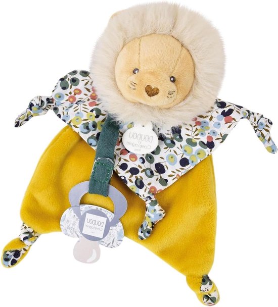 Leeuw Fopspeenhouder - Knuffel met Fopspeen - Baby Comfort - Modieuze Print - 30 °C Wasbaar - Multicolor