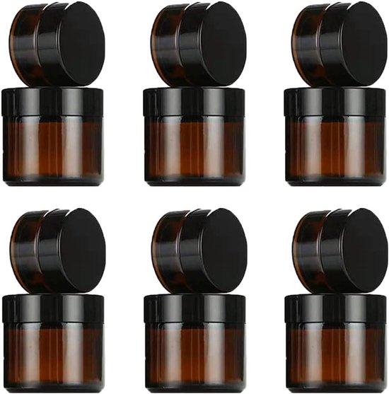 Lege Cosmetische Glazen Potten - 12 Stuks - Bruine Glazen Jars - Herbruikbare Verpakking voor Crèmes, Lotion, Essentiële Olie, Poeder - 10 ml, 30 ml van Merkloos