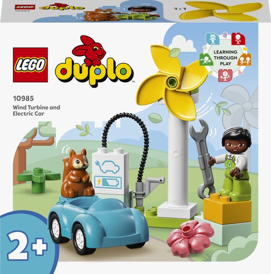 LEGO DUPLO Stad Windmolen en Elektrische Auto Set - 10985 van Merkloos
