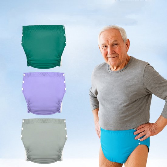 Lekvrije luiers voor volwassenen - 1 stuk stoffen luiers voor volwassenen - Wasbare luierbroekjes - Wasbare luiers voor vrouwen of mannen - Herbruikbare - Waterdichte en lekvrije broekjes voor incontinentiezorg - X-Large - blauw