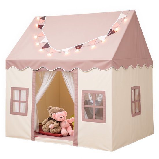 Lemlit Speeltent voor Kinderen - Kindertent met Mat Verlichting en Muggennet - Prinsessentent en Speelhuisje voor Binnen en Buiten - 120x100x130 cm - Roze van Merkloos