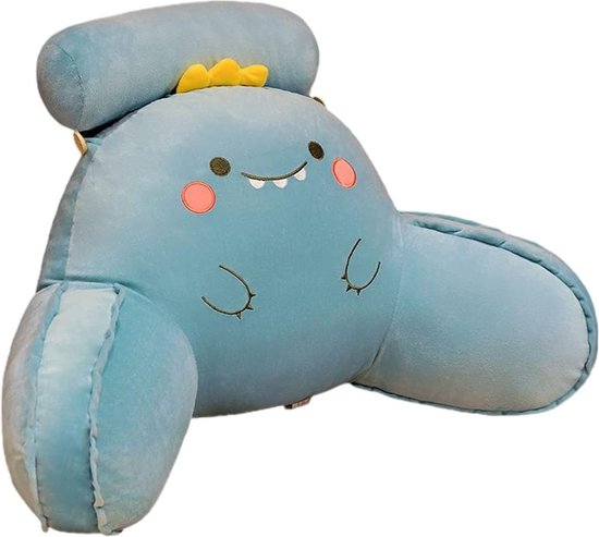 Lendenkussen met armleuningen, leeskussen met fijngemaakt traagschuim, boekenkussen met afneembare nekrol en wasbare overtrek, rugsteun, hoofdkussen (dinosaurus, 60 x 40 cm) van Homiee