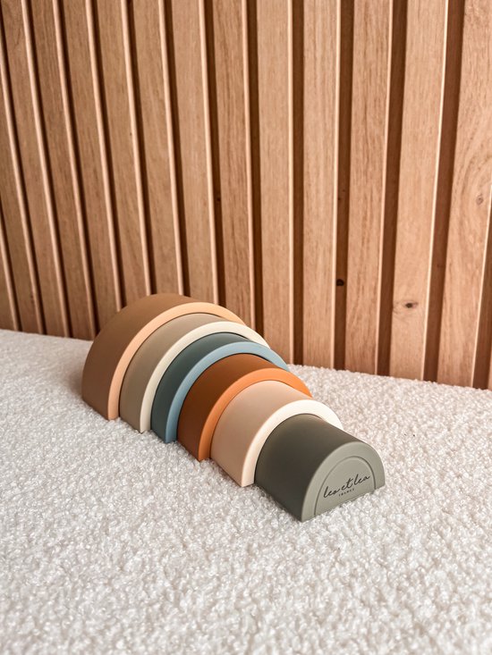 Leo et Lea Baby Speelgoed Stapeltoren Silicone Regenboog van LEO
