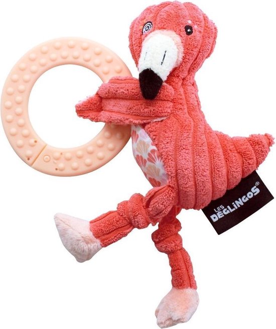 Les Deglingos Bijtrinng Flamingo Roze 11 Cm van Les Deglingos